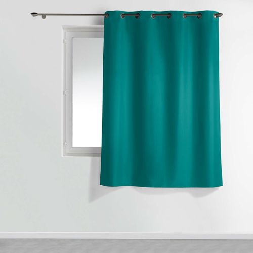 Rideau à Oeillets Petite Hauteur 140 X 180 Cm – Polyester Uni Essentiel – Bleu Paon