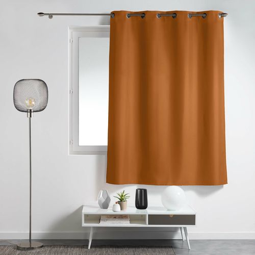 Rideau à Oeillets Petite Hauteur 140 X 180 Cm – Polyester Uni Essentiel – Camel