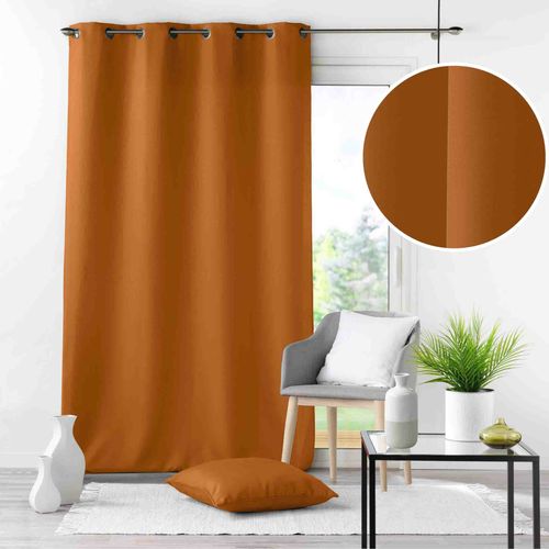 Rideau Grande Hauteur à Oeillets 140 X 280 Cm – Polyester Uni Essentiel Camel