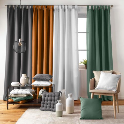 Rideau à Passants 140 X 260 Cm – Polyester Uni – Essentiel Bleu Paon