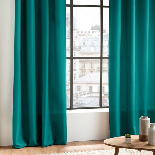 Rideau à Passants 140 X 260 Cm – Polyester Uni – Essentiel Bleu Paon