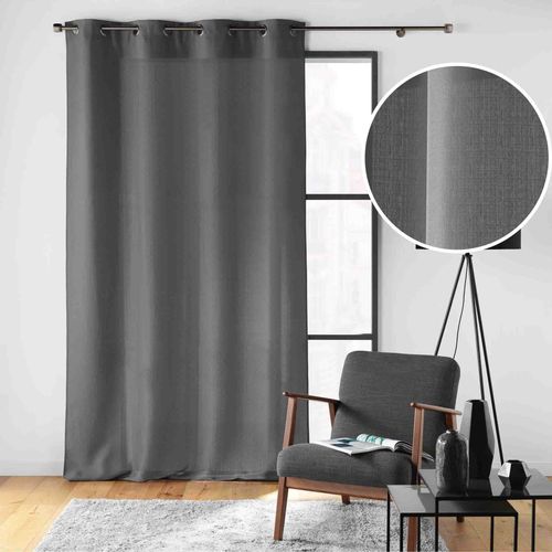 Rideau à Oeillets 140 X 260 Cm – Polyester Uni Soline – Béton