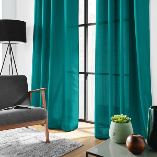 Rideau à Oeillets 140 X 260 Cm – Uni Soline Bleu Paon
