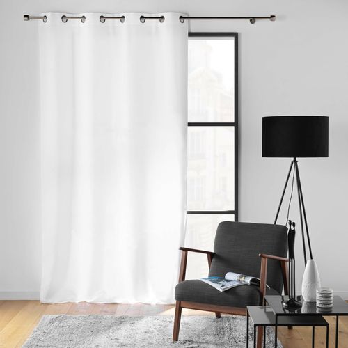Rideau Grande Hauteur à Oeillets 140 X 280 Cm – Polyester Uni Soline – Blanc