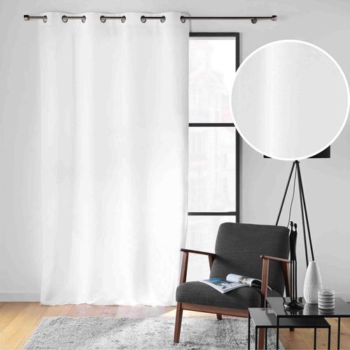 Rideau Grande Hauteur à Oeillets 140 X 280 Cm – Polyester Uni Soline – Blanc