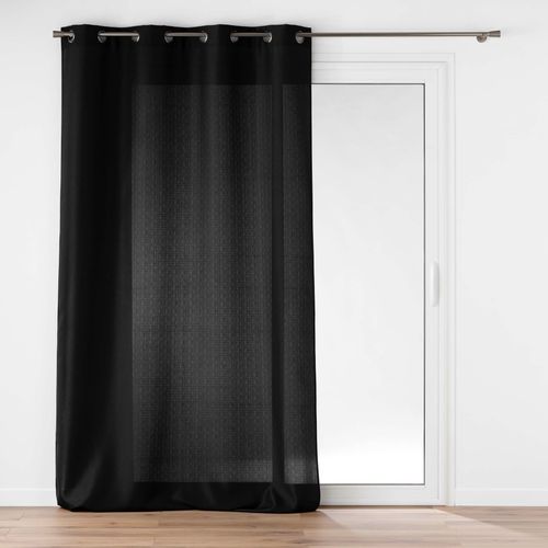 Rideau Grande Hauteur à Oeillets 140 X 280 Cm – Polyester Uni Soline – Noir