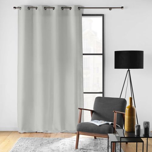 Rideau Grande Hauteur à Oeillets 140 X 280 Cm – Polyester Uni Soline – Gris