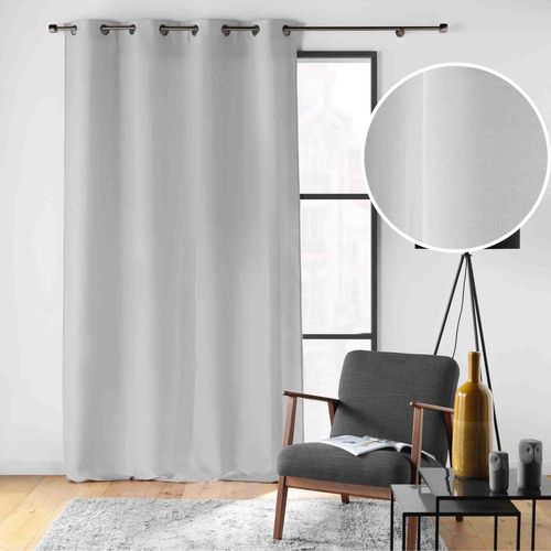 Rideau Grande Hauteur à Oeillets 140 X 280 Cm – Polyester Uni Soline – Gris