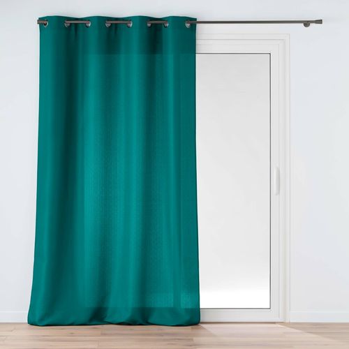 Rideau Grande Hauteur à Oeillets 140 X 280 Cm – Polyester Uni Soline –  Bleu Paon