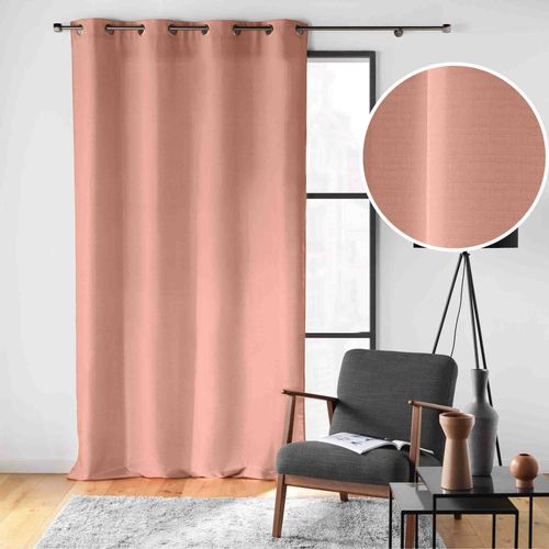 Rideau Grande Hauteur à Oeillets 140 X 280 Cm – Polyester Uni Soline – Blush