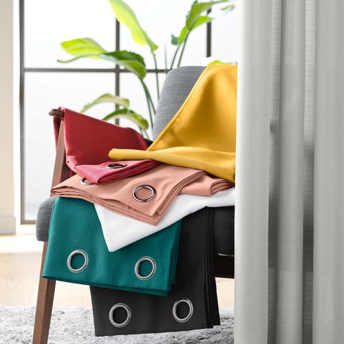 Rideau Grande Hauteur à Oeillets 140 X 280 Cm – Polyester Uni Soline – Blush