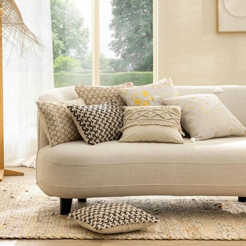 Coussin Déco Imprimé Métallisé "anassia" 45x45cm Beige