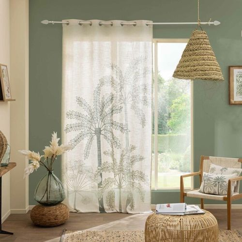 Coussin Déco Imprimé "palmea" 45x45cm Naturel