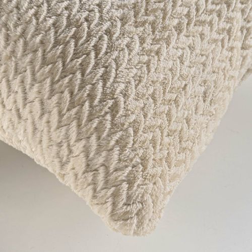 Coussin Déco 45x45 Cm – Flanelle Relief Unie – Déhoussable – Beige