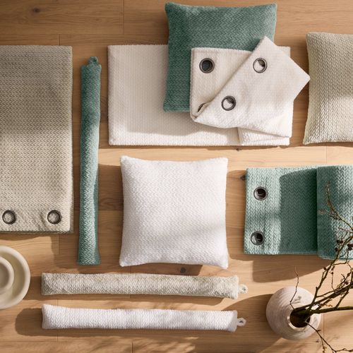 Coussin Déco 45x45 Cm – Flanelle Relief Unie – Déhoussable – Kaki