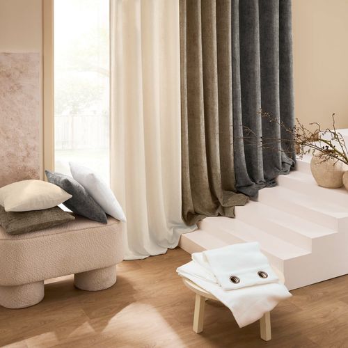 Coussin Déhoussable  45 X 45 Cm – Velours Chenille Leo Naturel