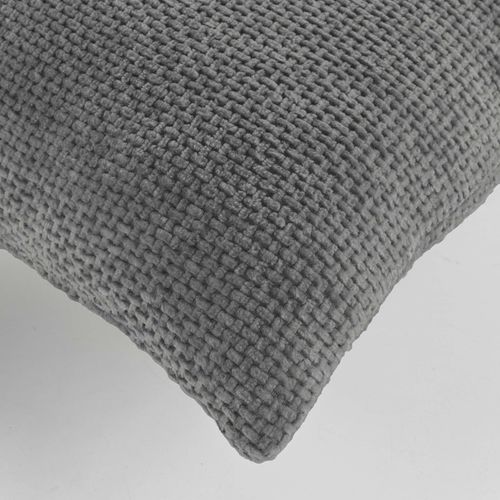 Coussin Déhoussable 45 X 45 Cm – Velours Chenille Leo Anthracite