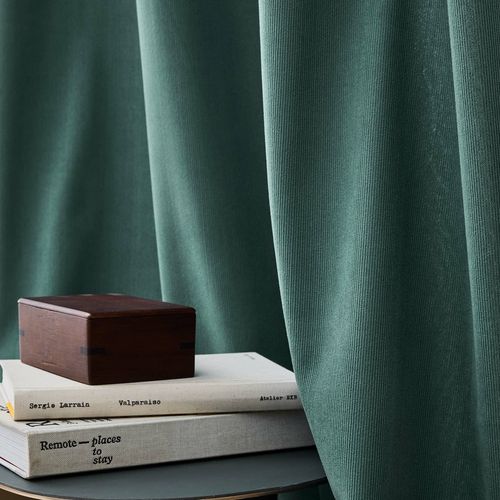 Rideau Thermique à Oeillets 140 X 260 Cm – Velours Côtelé Doublé Polaire – Madison Sauge