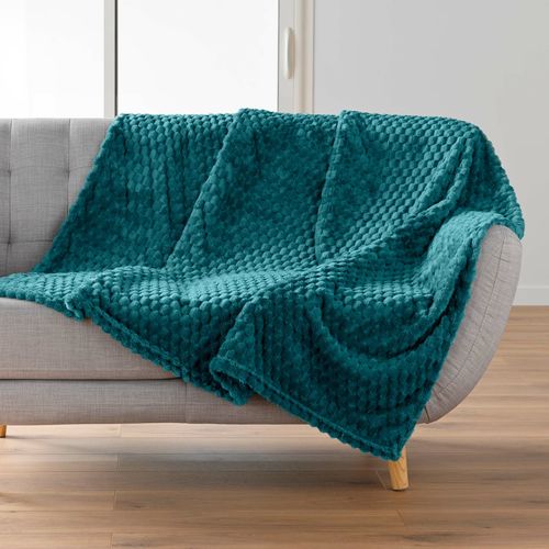 Plaid 125 X 150 Cm – Flanelle Relief Unie Mini Frosty Bleu