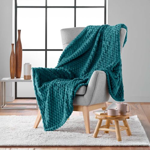 Plaid 125 X 150 Cm – Flanelle Relief Unie Mini Frosty Bleu
