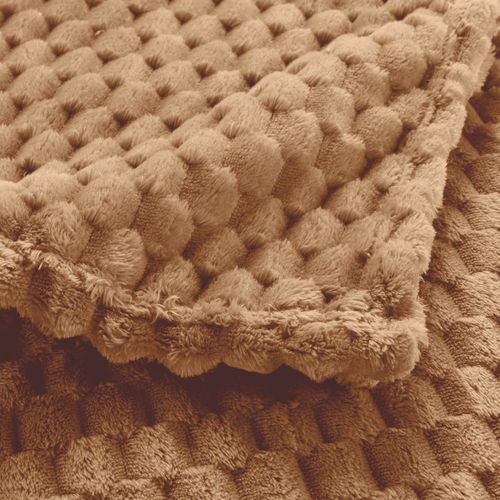 Plaid 125 X 150 Cm – Flanelle Relief Unie Mini Frosty Camel