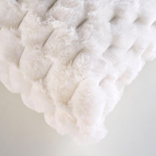 Coussin Décoratif En Imitation Fourrure Avec Housse Amovible - 45x45 Cm - Naturel