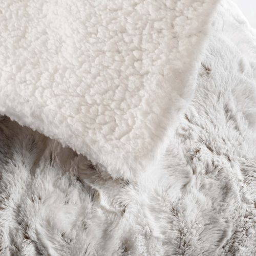 Plaid Doublé En Imitation Fourrure - 220x240 Cm - Blanc