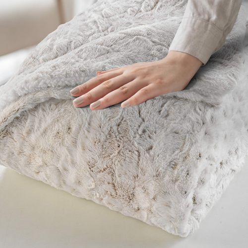 Plaid Doublé En Imitation Fourrure - 220x240 Cm - Blanc