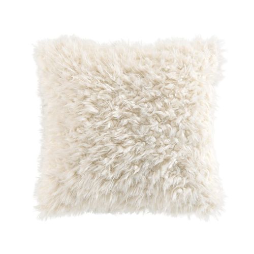 Coussin Doux En Imitation Fourrure Avec Housse Amovible - 45x45 Cm - Naturel
