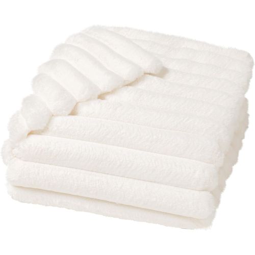 Plaid Imitation Fourrure Ultra Doux - 180x220 Cm - Naturel