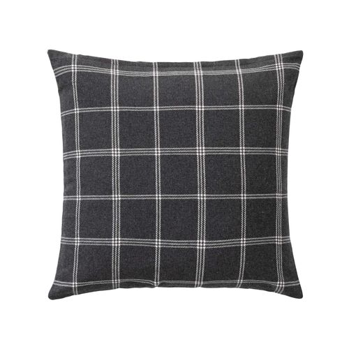 Coussin Déhoussable à Carreaux En Poly-coton Tissé - 45x45 Cm - Gris Anthracite