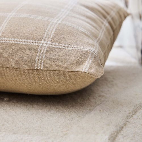 Coussin Déhoussable à Carreaux En Poly-coton Tissé - 45x45 Cm - Sable