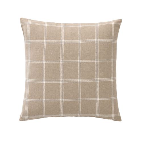 Coussin Déhoussable à Carreaux En Poly-coton Tissé - 45x45 Cm - Sable