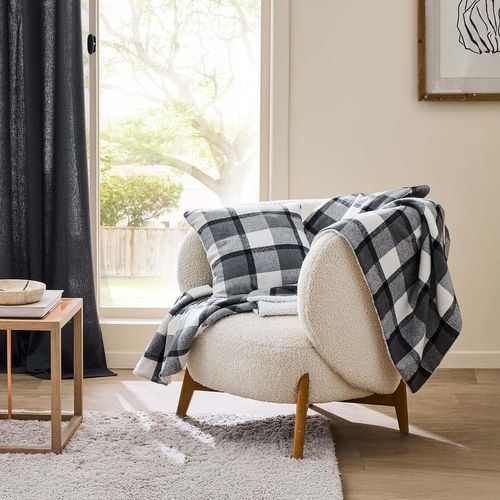 Plaid Tartan Sherpa Chaud 125x150 Écossais Anthracite