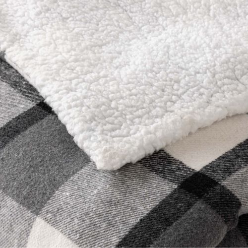 Plaid Tartan Sherpa Chaud 125x150 Écossais Anthracite