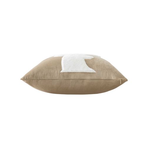 Coussin Déhoussable 45 × 45 Cm – Velours Uni et Imitation Fourrure – Vik Sable