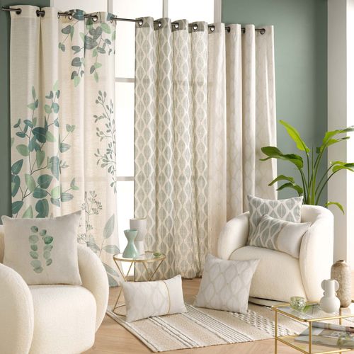 Rideau à Oeillets 140 X 240 Cm – Polycoton Imprimé Métallisé – Modèle Maho Blanc