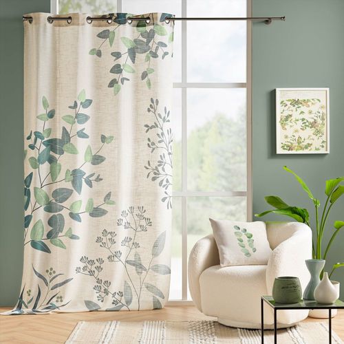 Rideau à Oeillets 140 X 260 Cm – Polyester/lin Imprimé Dessin Placé Botanica