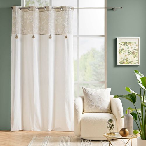 Rideau à Oeillets 140x240 Cm – Coton/polyester – Top Imprimé Métallisé Avec Pompons – Altea