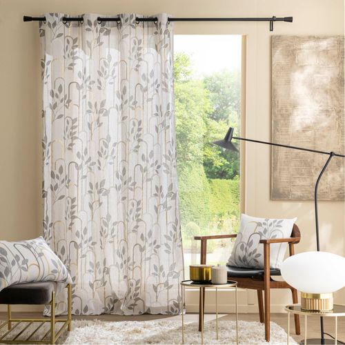 Rideau à Oeillets 140 X 240 Cm – Polycoton Imprimé Métallisé – Modèle Roseris