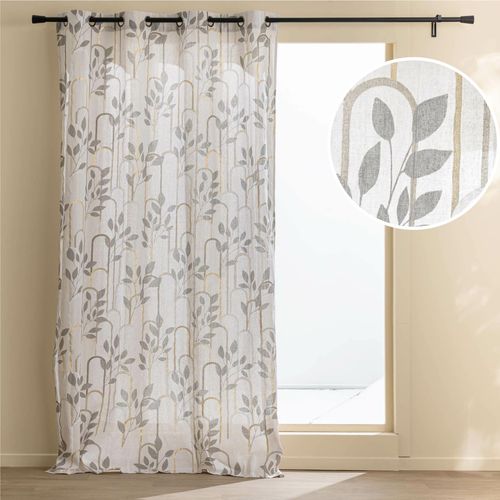 Rideau à Oeillets 140 X 240 Cm – Polycoton Imprimé Métallisé – Modèle Roseris