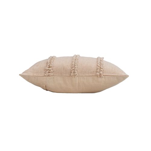 Coussin Déhoussable En Polycoton Avec Bandes Bouclées - 45x45 Cm - Naturel