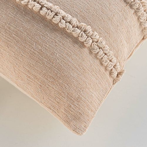 Coussin Déhoussable En Polycoton Avec Bandes Bouclées - 45x45 Cm - Naturel