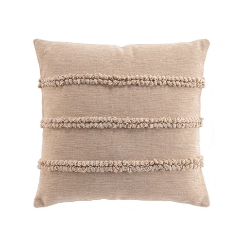 Coussin Déhoussable En Polycoton Avec Bandes Bouclées - 45x45 Cm - Naturel