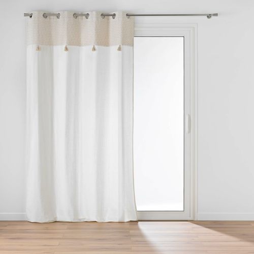 Rideau à Oeillets 140 X 240 Cm – Coton/polyester – Top Jacquard Avec Pompons – Milano