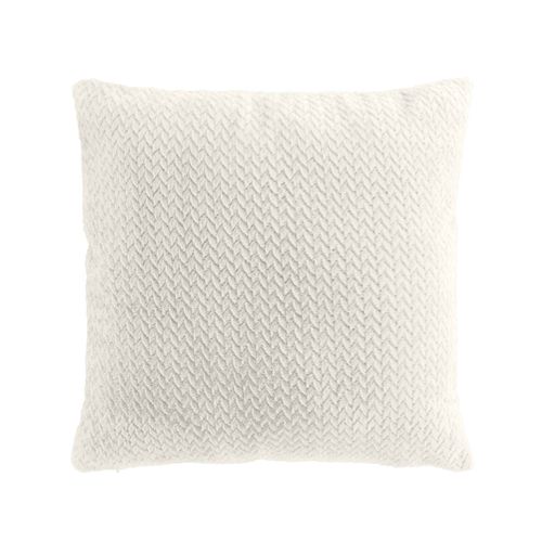 Coussin Déco 45x45 Cm – Flanelle Relief Unie – Déhoussable – Beige Naturel