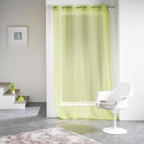 Panneau A Oeillets 140 X 260 Cm Voile Sable Fils Coupes Frizy Anis