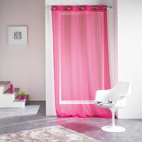 Panneau A Oeillets 140 X 260 Cm Voile Sable Fils Coupes Frizy Fuchsia