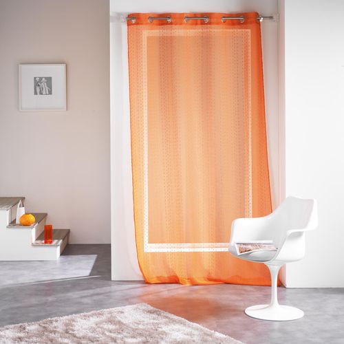 Panneau A Oeillets 140 X 260 Cm Voile Sable Fils Coupes Frizy Orange