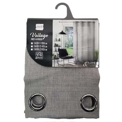 Rideau Voilage à Oeillets "soane" 140x180cm Gris